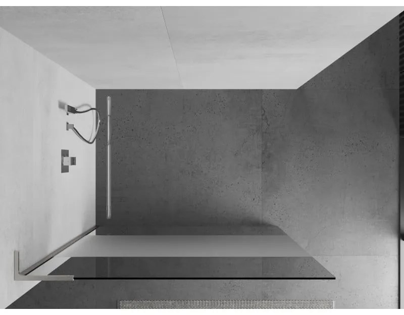 Mexen Kioto L, sprchová zástena Walk-In 110 x 200 cm, 8mm číre sklo-námraza, brúsená oceľ profil, 800-110-103-97-35