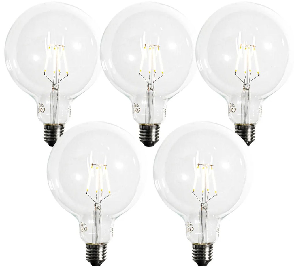Sada 5 ks Stmievateľná LED žiarovka E27 so špirálovým vláknom G125 5W 450lm 2200K