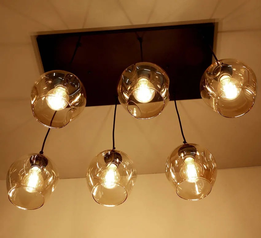 Candellux Čierno-hnedý závesný luster Aspa pre žiarovku 6x E27 36-00620