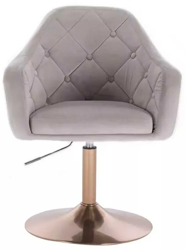 LuxuryForm DESIGN Kreslo ANDORA VELUR na zlatom tanieri - svetlosivé