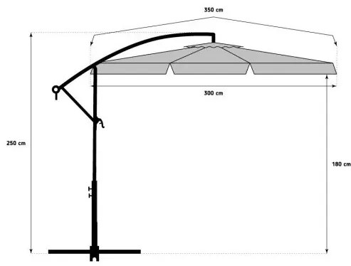 Záhradný skladací slnečník LEVI 300 cm, sivý + obal zdarma