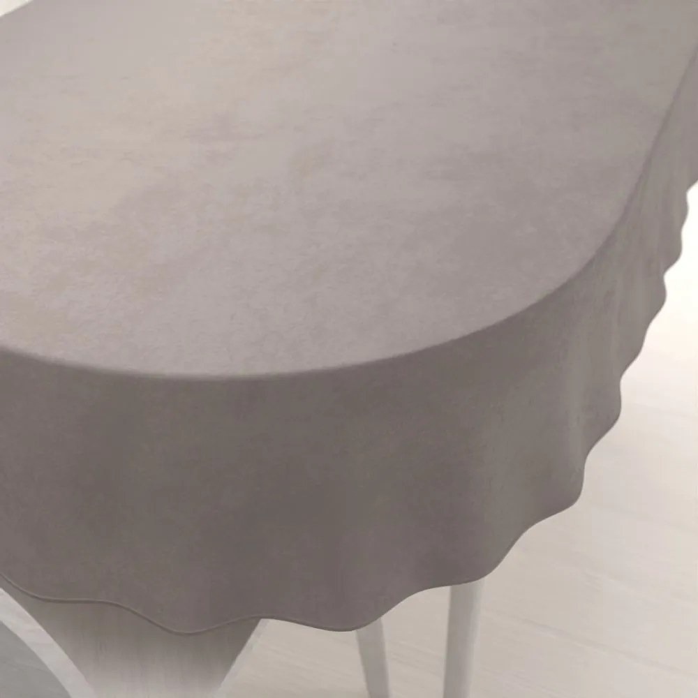 Biante Zamatový oválny obrus Velvet Prémium SVP-015 Latte 120x140 cm