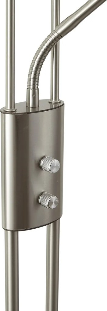 Moderná stojaca lampa oceľ s čítacím ramenom vrátane LED a stmievača - Divo