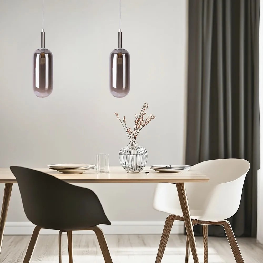 Antracitové LED závesné svietidlo so skleneným tienidlom ø 13 cm Fiuggi – Candellux Lighting