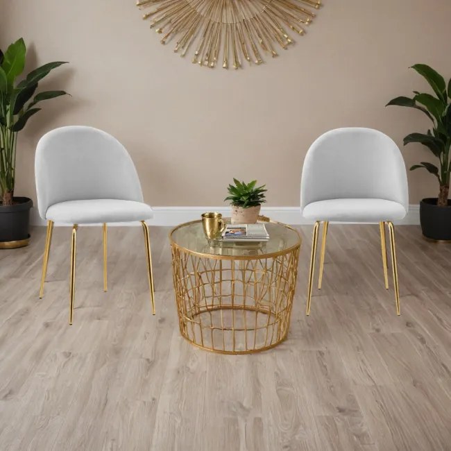 Jedálenská stolička FARGO zamatová, zlatá / sivá