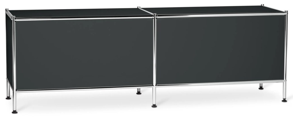 Kovová nízka skrinka »CN3« s výklopnými priehradkami, čierna