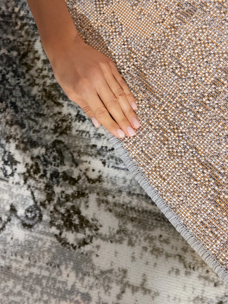 Kusový koberec Gloria Lydia 106254 Creme Grey kruh, 160x160 (priemer) kruh, šedá, chodba / predsieň, Hanse Home