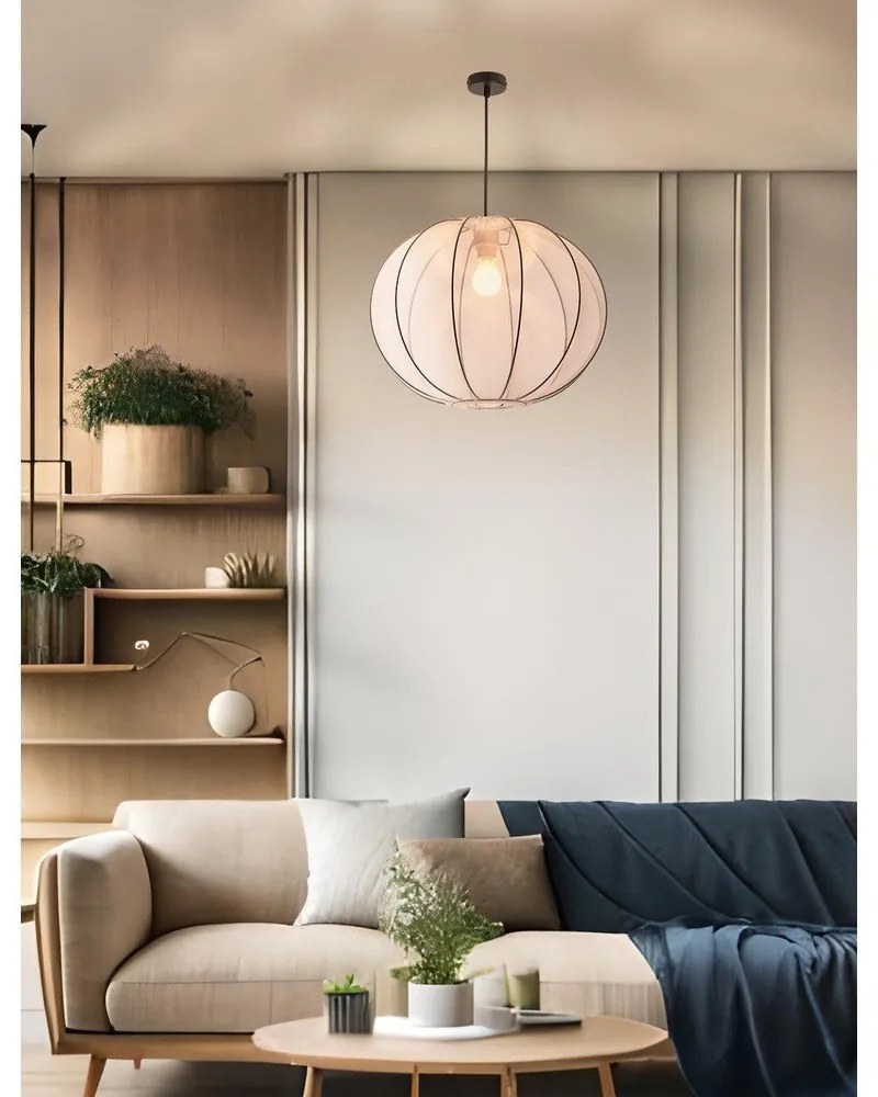 Biele závesné svietidlo s textilným tienidlom ø 52 cm Mellow – Candellux Lighting