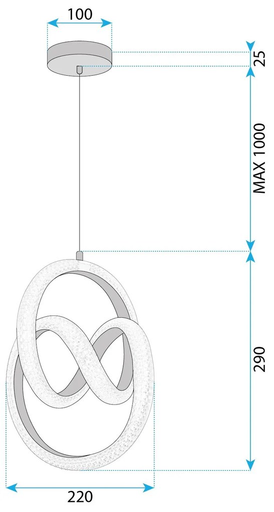 Toolight Toolight, LED závesné svietidlo 24W, 4000K, G068-CP, zlatá, OSW-08665