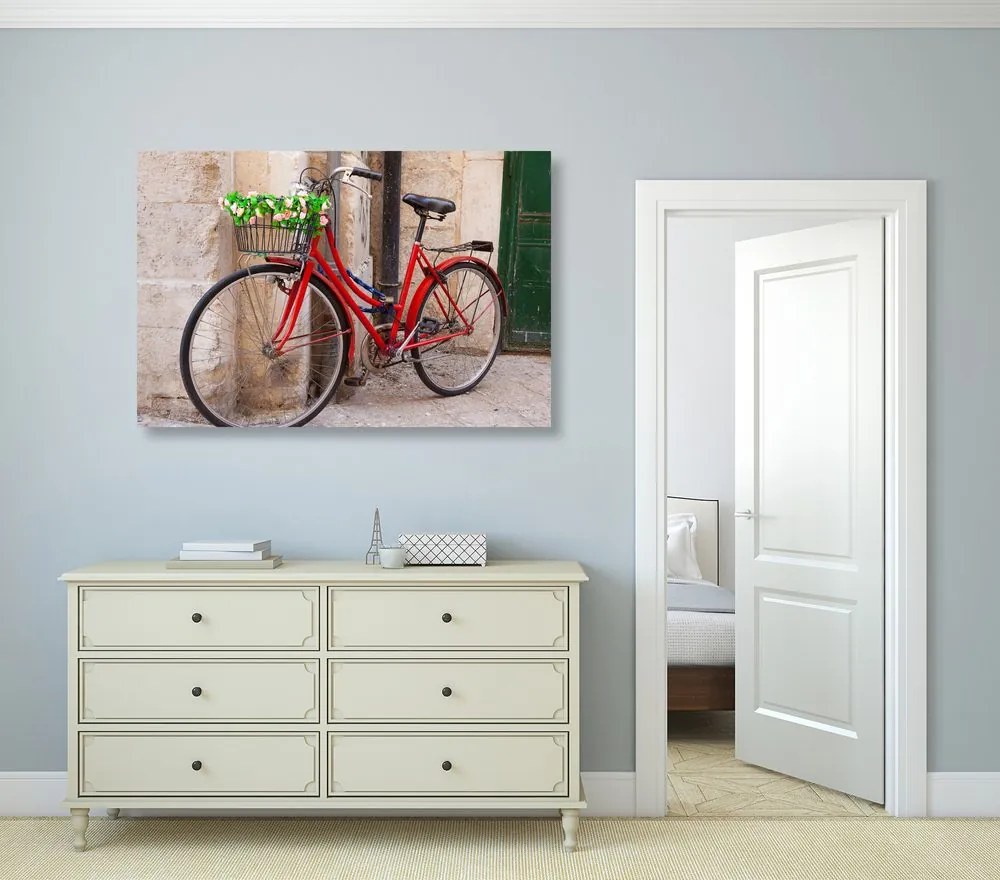 Obraz starý bicykel v Talianskom mestečku - 90x60
