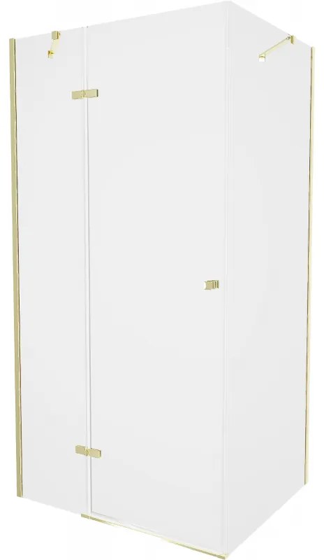 Mexen Roma, sprchovací kút 90 (dvere) x 80 (stena) cm, 6mm číre sklo, zlatý profil, 854-090-080-50-00