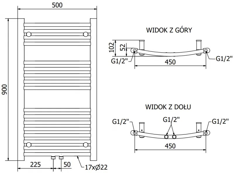 Mexen Ares, elektrické vykurovacie teleso 900 x 500 mm, 300 W, chrómová, W102-0900-500-2300-01