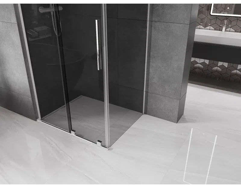 Mexen Velar L, sprchový kút s posuvnými dverami 110 x 75 cm, 8mm šedé sklo, chrómová, 871-110-075-43-01