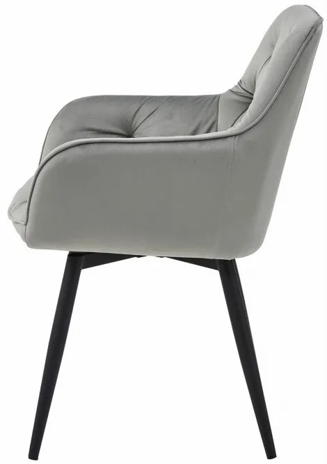 Jedálenská otočná stolička JORK360 zamatová, strieborná (čierne nohy)