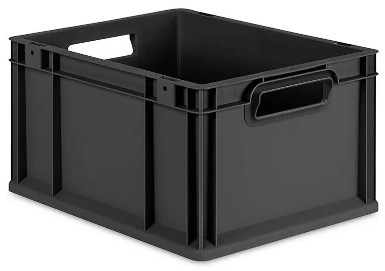 Sada 8 kusov - Eurobox Next Gen 2.0 Cycle - Stohovateľný kontajner s otvorenými rukoväťami - 400 x 300 x 220 mm - Antracit