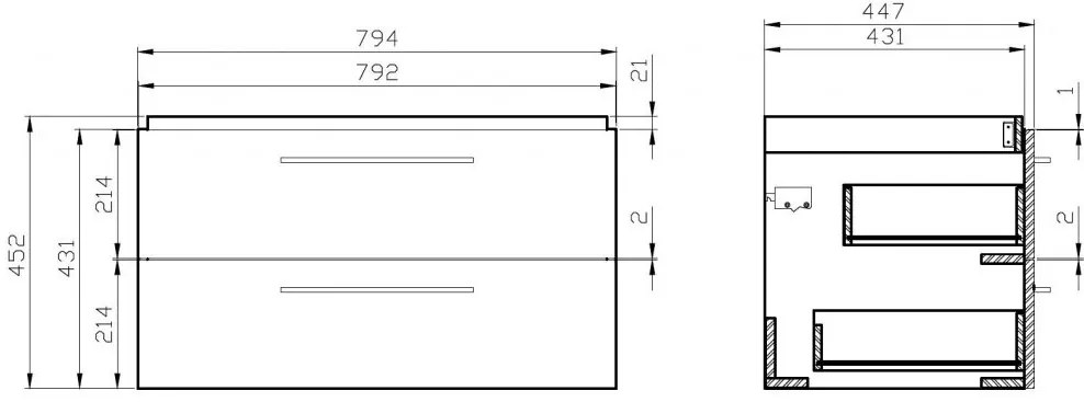 Kúpeľňová skrinka s umývadlom CERSANIT - SET 821 LARA COMO 80 - ORECH DSM (S801-154-DSM)