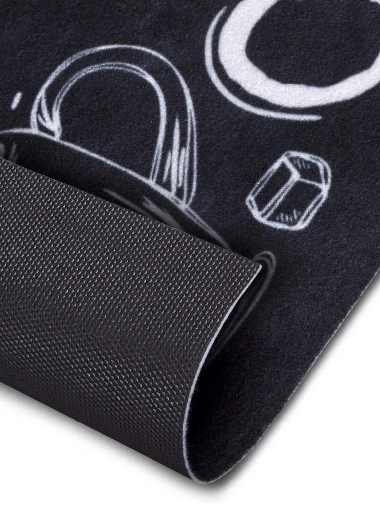 Hanse Home, Koberec behúň Cook & Clean 105733 Black White, 50x150, čierna, kuchyňa