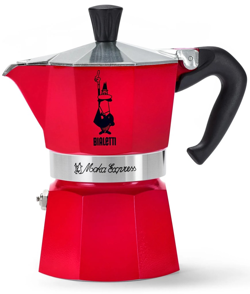 Kávovar na moka kávu Bialetti Moka Express, 130 ml, červený