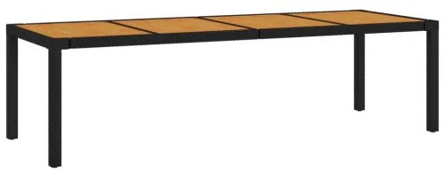 vidaXL Záhradný stôl čierny 250x100x75 cm polyratan-