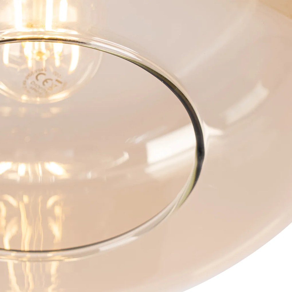 Inteligentné stropné svietidlo čierne s jantárovým sklom vrátane Wifi A60 - Bizle