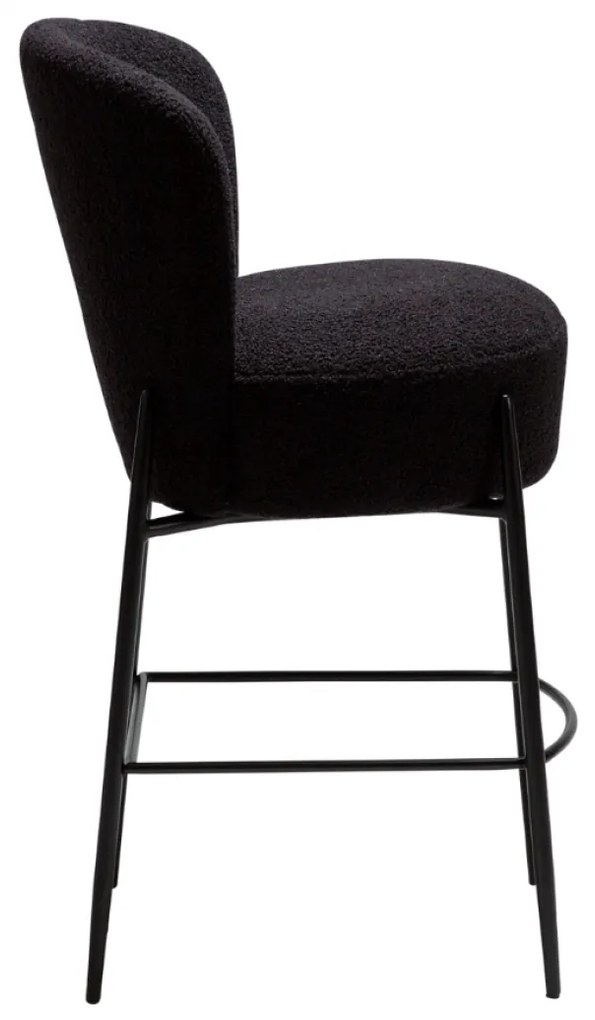 ORBIT ČALÚNENÁ BAROVÁ STOLIČKA obsidian black bouclé/black