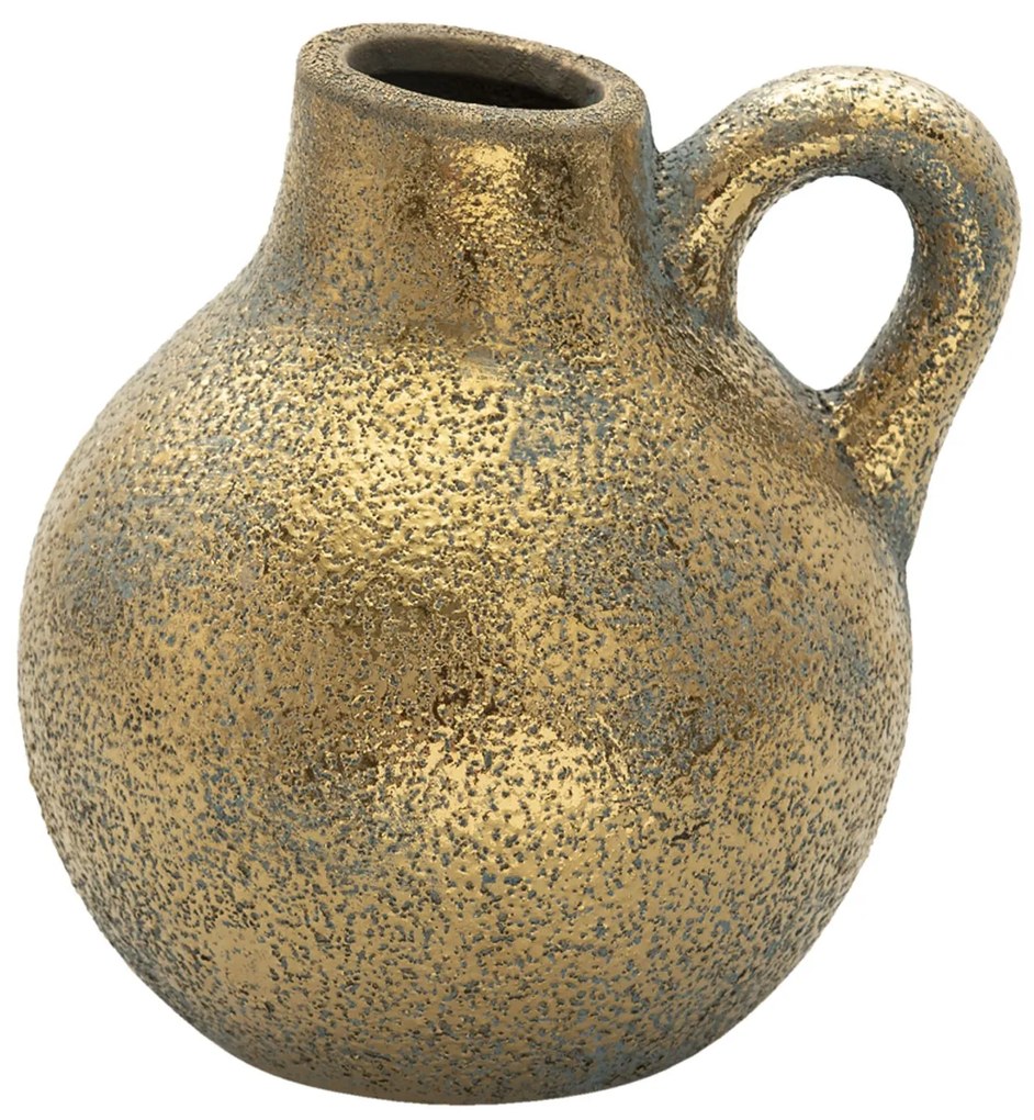Zlatý keramický džbán z uchom a patinou Karis  - 16*14*16 cm