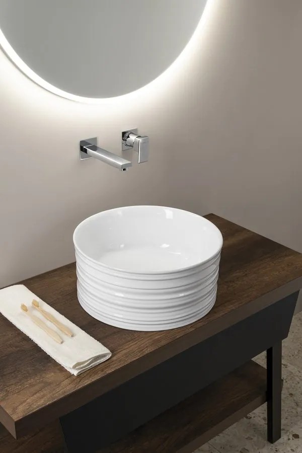 Sapho Sapho, ALETTE keramické umývadlo na dosku, vysoké, priemer 41cm, biela, AR459