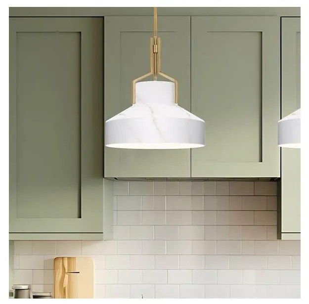 Quoizel QZ-BRECKEN-2P-AB-ABG - Luster BRECKEN 2xE27/60W/230V zlatý s mramorovým dekorom