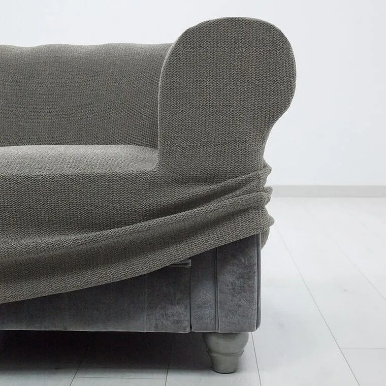 Super strečové poťahy HARMONIA šedá dvojkreslo (š. 140 - 180 cm)