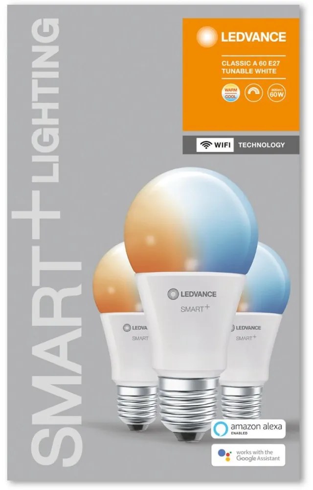 3PAK LED žiarovka E27 A60 9W 806lm CCT LEDVANCE SMART+ WiFi stmievateľná