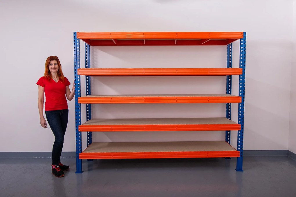 Trestles Nekonečný priemyselný regál 2200x1600x800, 5 políc Farba: červená a čierna