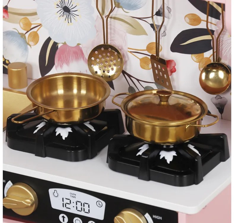 Veľká drevená kuchynka pre deti, retro chladnička, rúra na pečenie, výrobník ľadu ZA5268