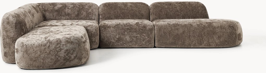 XL modulárna rohová pohovka z plyšového buklé Wolke