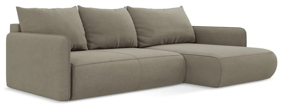 Béžová rozkladacia/s úložným priestorom rohová pohovka (pravý roh) Nanea – Makamii