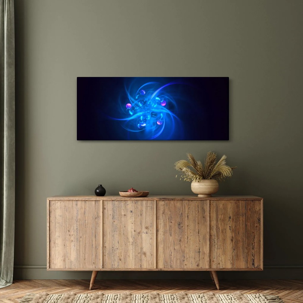 Moderný obraz modrej abstrakcie (120x50 cm)