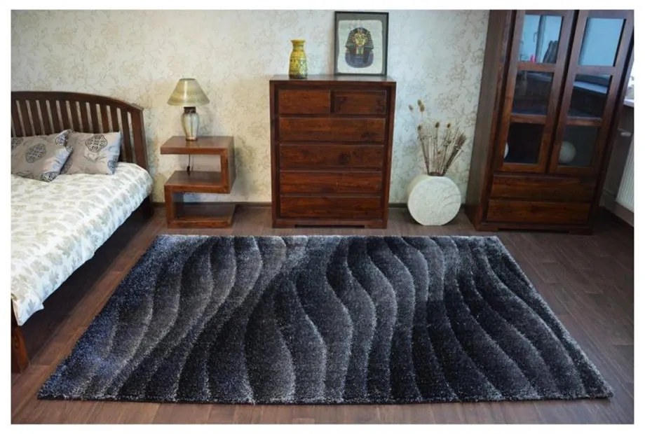 Luxusný kusový koberec Shaggy Cory antracitový 80x150cm