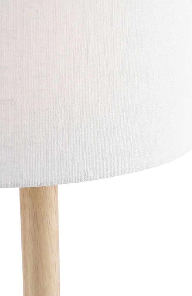 Stolná lampa Drevo s oválnym ľanovým tienidlom biela 25cm - Mels