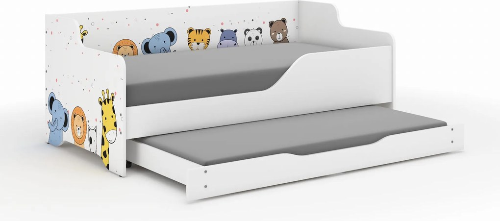 Wooden Toys Detská posteľ LILU 160x80 MINI ZOO s funkciou spania