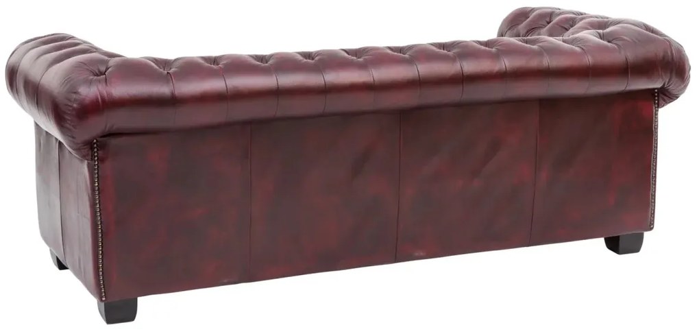 furniture-nabytek.cz - Třímístná pohovka Chesterfield z pravé kůže, červená – 200×90×72 cm