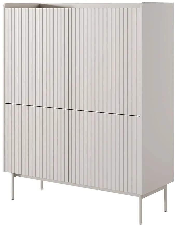 Komoda Level A vysoká 103 4D beige/dub scandi