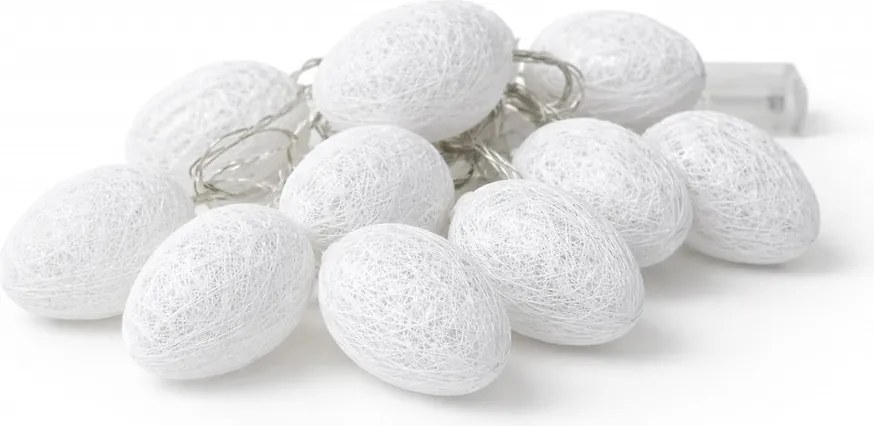 LED svetelná reťaz Eggs, 1,6 m, biela
