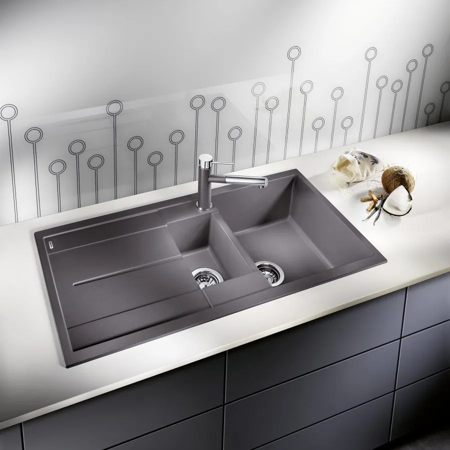 Blanco Metra 6 S, silgranitový drez 1000x500x190 mm, 1,5-komorový, tmavá hnedá, BLA-515046