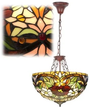 Reversed pestrý vitráž luster LILY HEMISPHERE Ø50 3XE27