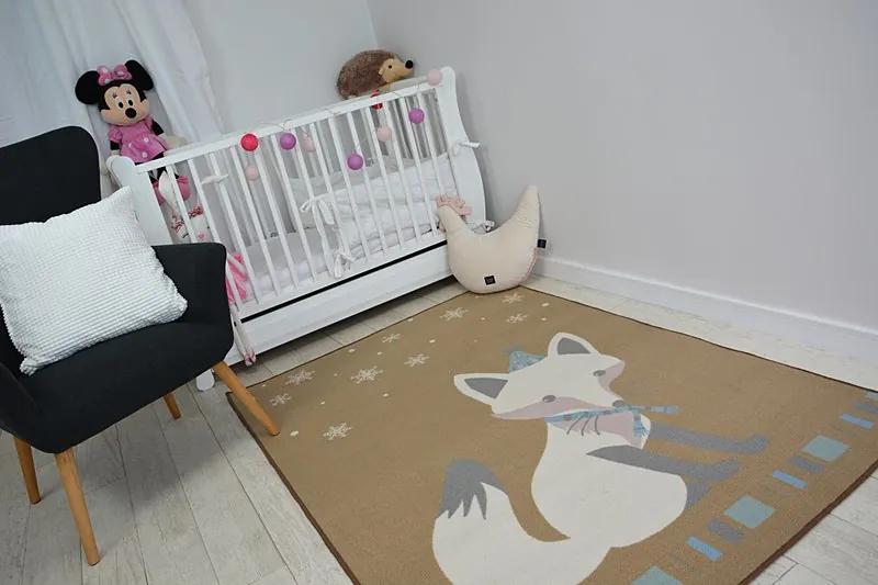 Detský protišmykový koberec LOKO Líška béž