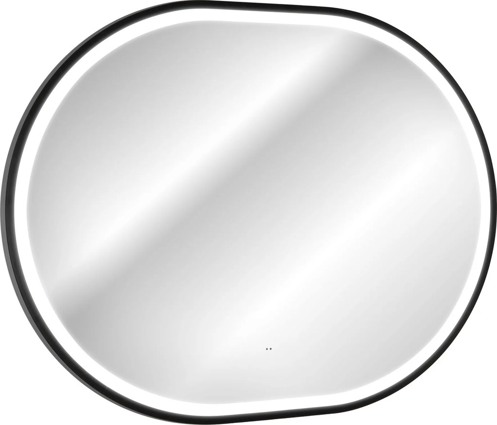 Comad Závesné zrkadlo s LED osvetlením Apollo 2 Black 90x70 cm s pohybovým senzorom, čierna
