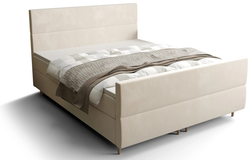 Manželská posteľ Boxspring 180 cm Flu plus (svetlobéžová) (s matracom a úložným priestorom). Akcia -20%. Vlastná spoľahlivá doprava až k Vám domov. 1046593