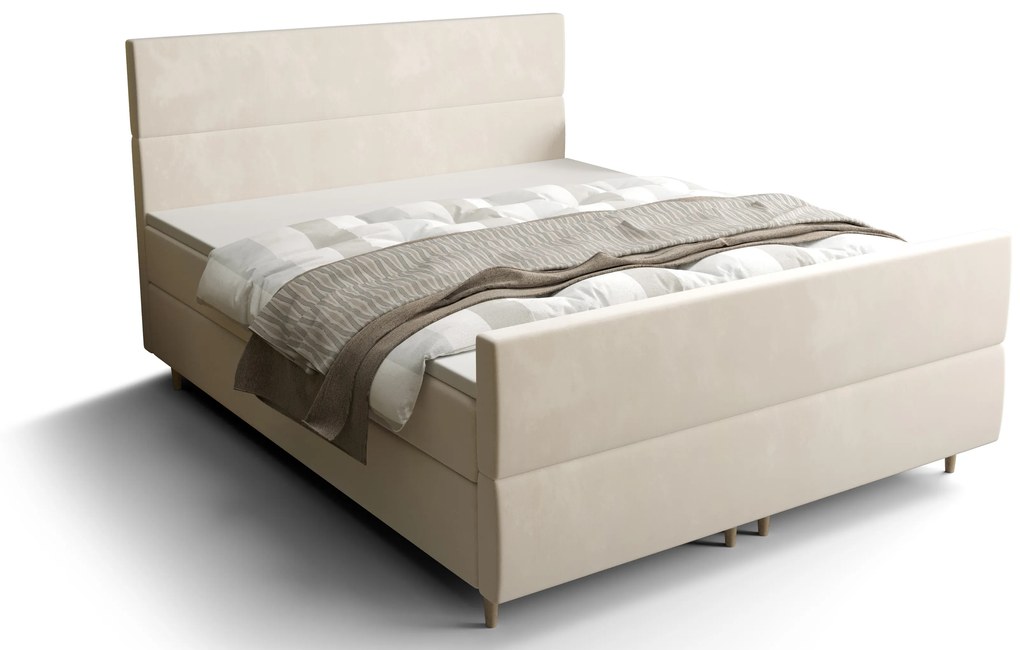 Manželská posteľ Boxspring 180 cm Flu plus (svetlobéžová) (s matracom a úložným priestorom). Vlastná spoľahlivá doprava až k Vám domov. 1046593