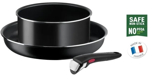Tefal - Sada riadu 3 ks INGENIO EASY COOK & CLEAN BLACK