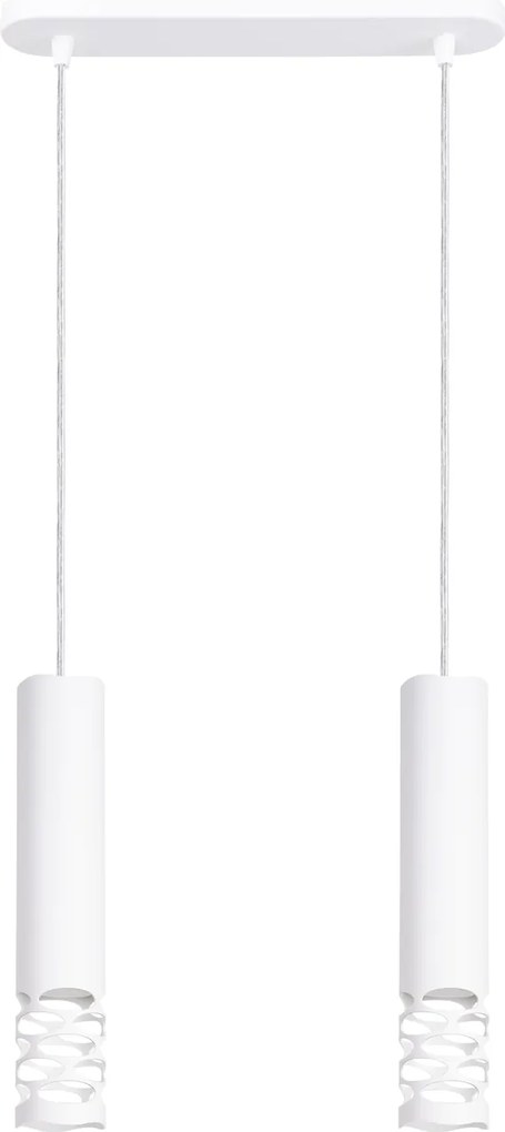 Závesné svietidlo Liro, 2x biele kovové tienidlo