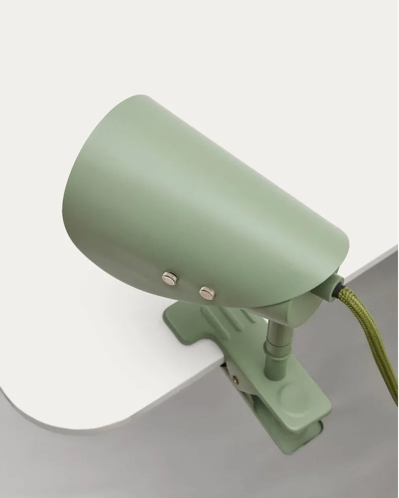 Zelená kovová stolová lampa s klipom (výška 16 cm) Jula – Kave Home